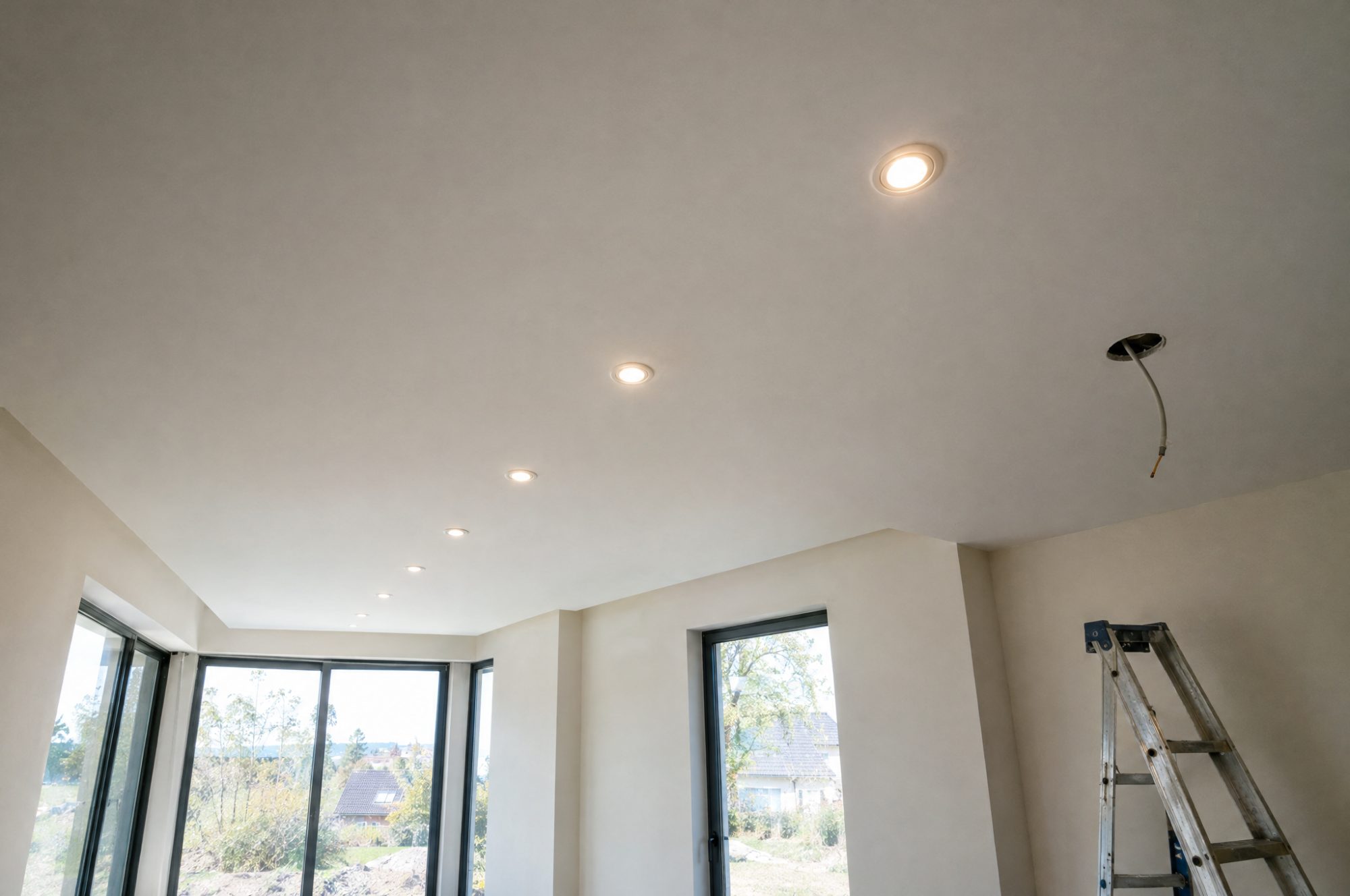 Neu montierte LED-Spots in der Decke