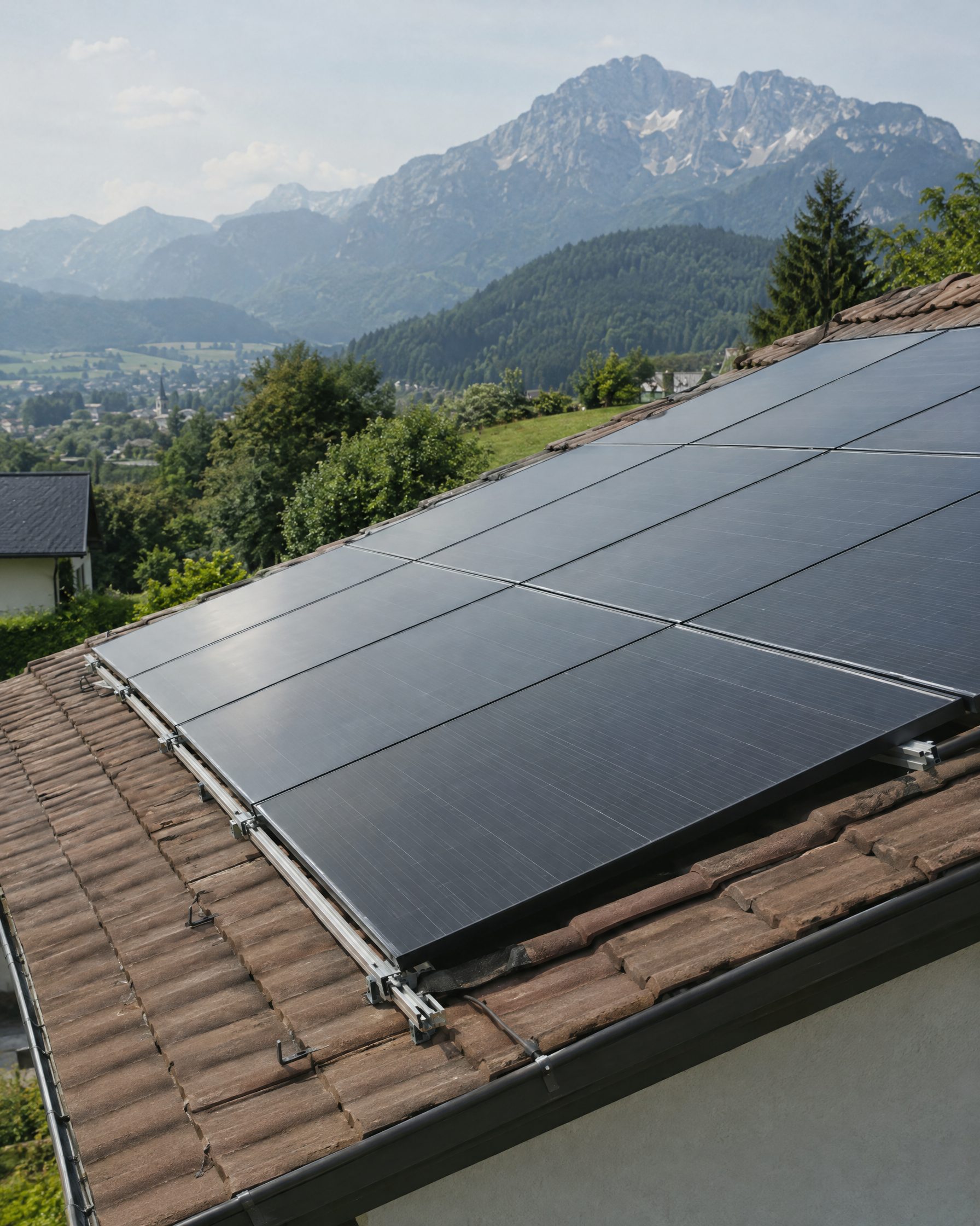 Photovoltaik-Module auf einem Ziegeldach im Tennengau